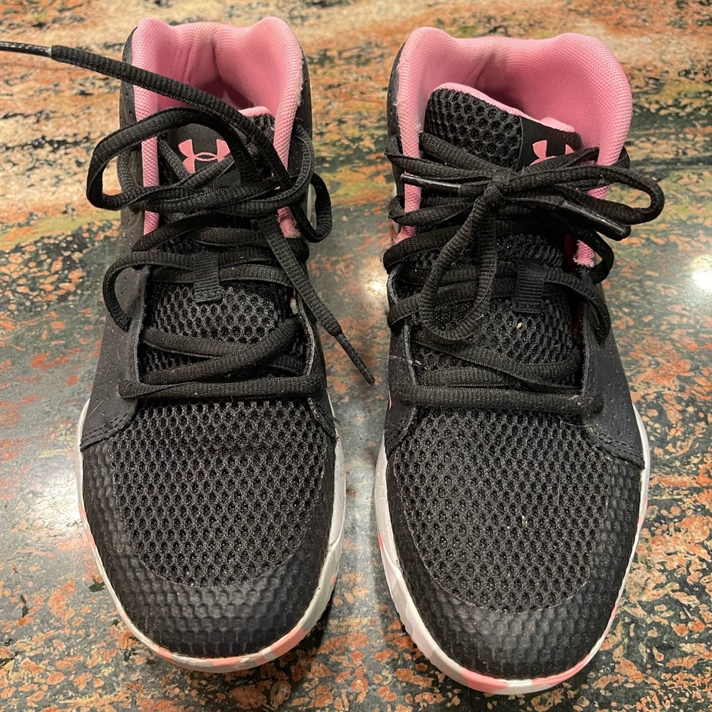 Under Armour Kids Black and Pink Shoes